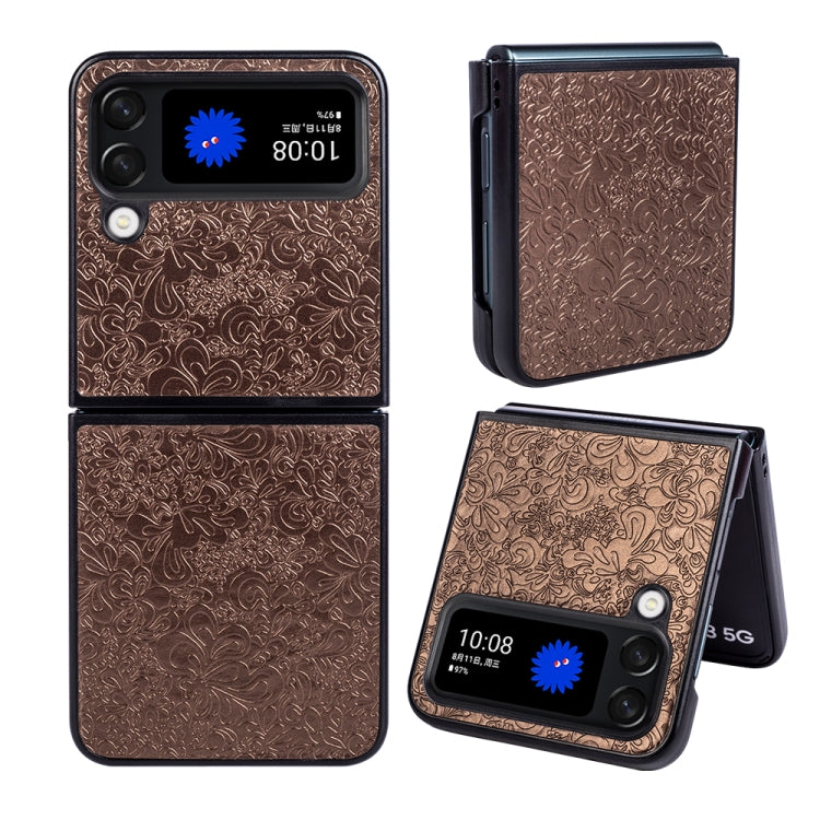 For Samsung Galaxy Z Flip4 Flower Butterfly Embossing Phone Case