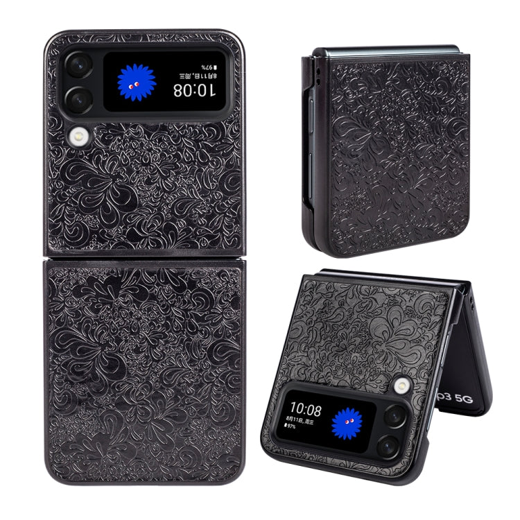 For Samsung Galaxy Z Flip4 Flower Butterfly Embossing Phone Case