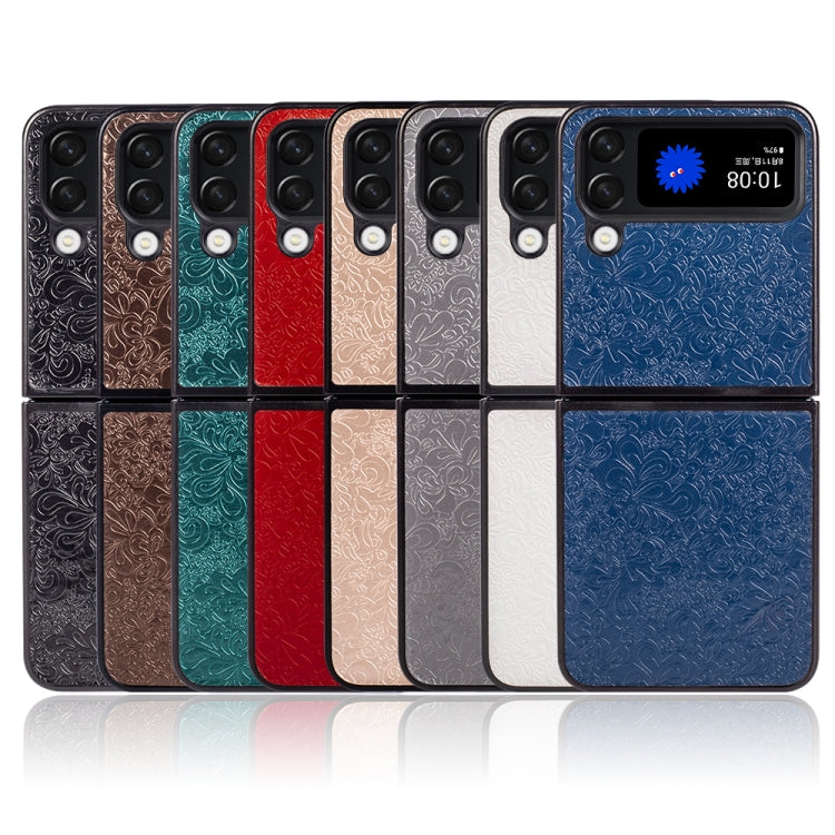 For Samsung Galaxy Z Flip4 Flower Butterfly Embossing Phone Case