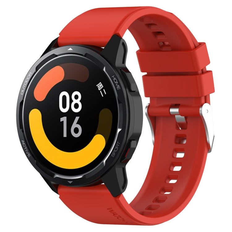 For Huami Amazfit GTS 2e 20mm Protruding Head Silicone Strap Silver Buckle