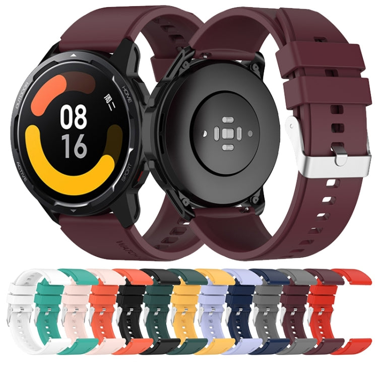For Huami Amazfit GTS 2e 20mm Protruding Head Silicone Strap Silver Buckle