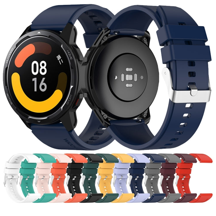 For Huami Amazfit GTS 2 20mm Protruding Head Silicone Strap Silver Buckle