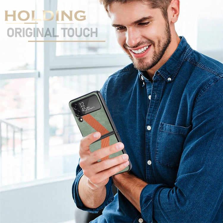 For Samsung Galaxy Z Filp4 L-Shaped Fiber Stitching Folding Phone Case