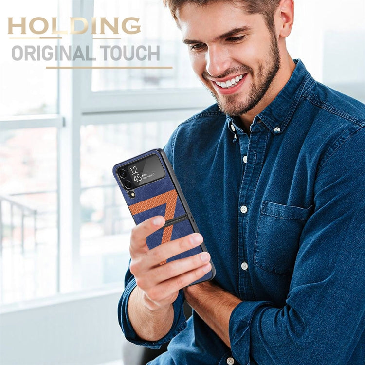 V Shape Fiber Stitching Folding Phone Case For Samsung Galaxy Z Flip4