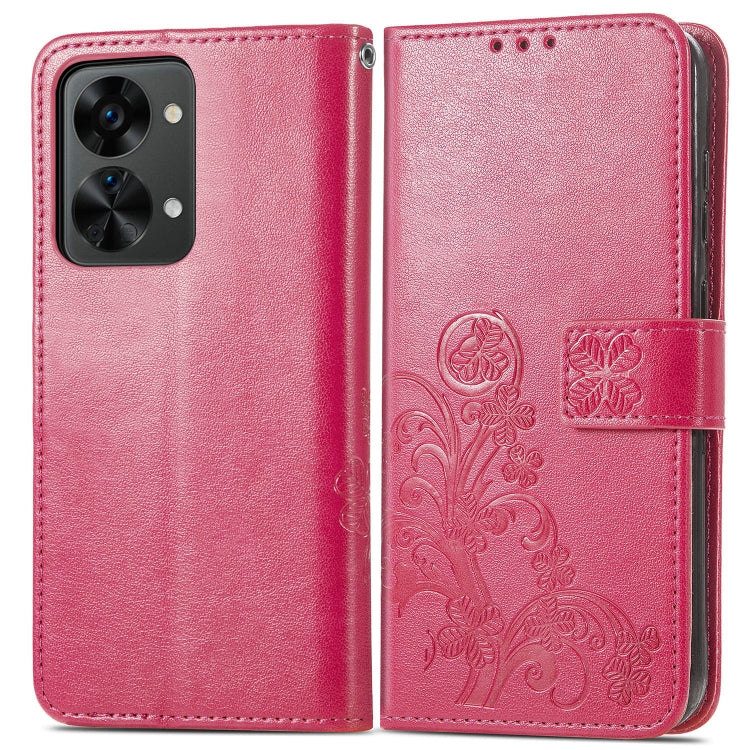 For OnePlus Nord 2T Four-leaf Clasp Embossed Buckle Leather Phone Case