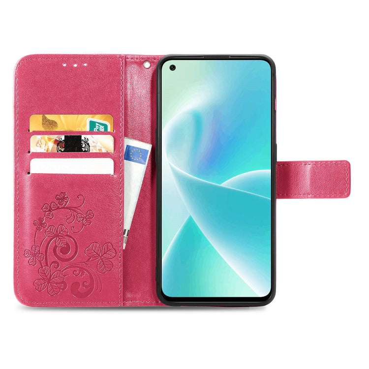 For OnePlus Nord 2T Four-leaf Clasp Embossed Buckle Leather Phone Case