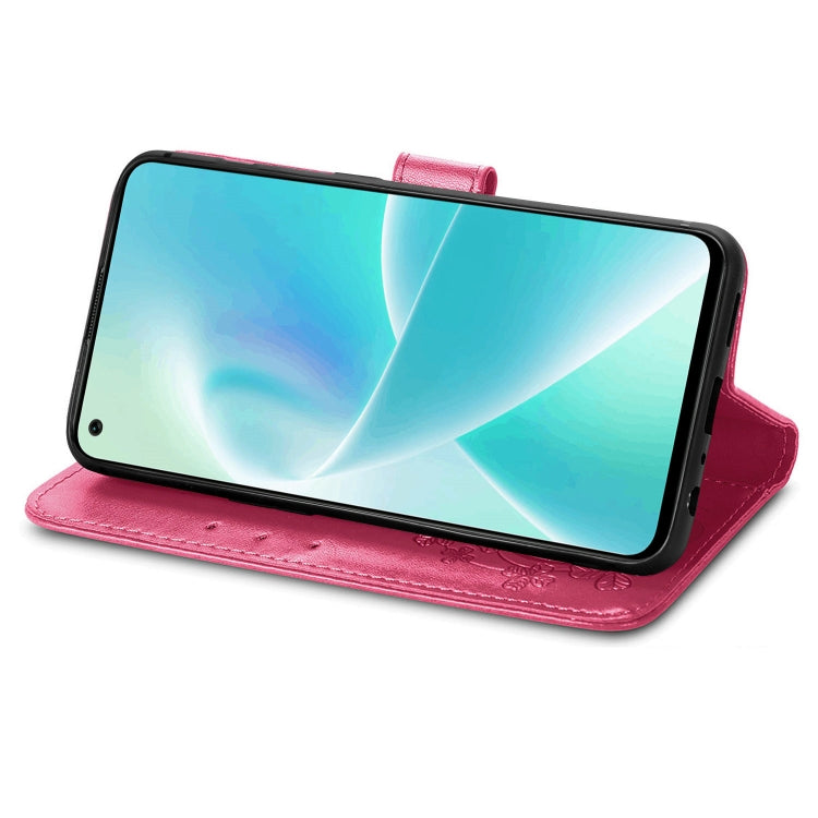 For OnePlus Nord 2T Four-leaf Clasp Embossed Buckle Leather Phone Case