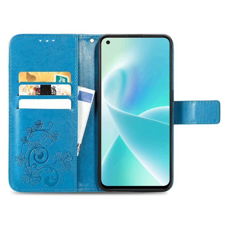 For OnePlus Nord 2T Four-leaf Clasp Embossed Buckle Leather Phone Case