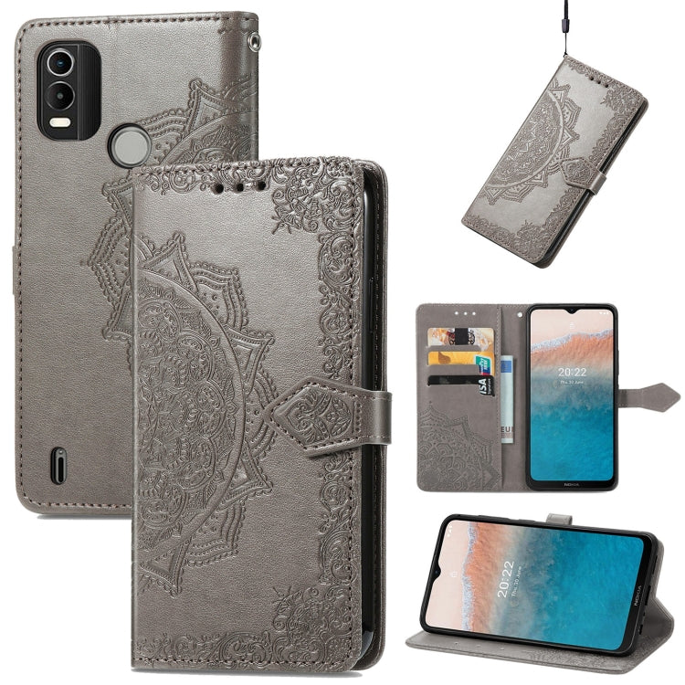 For Nokia C21 Plus Mandala Flower Embossed Leather Phone Case