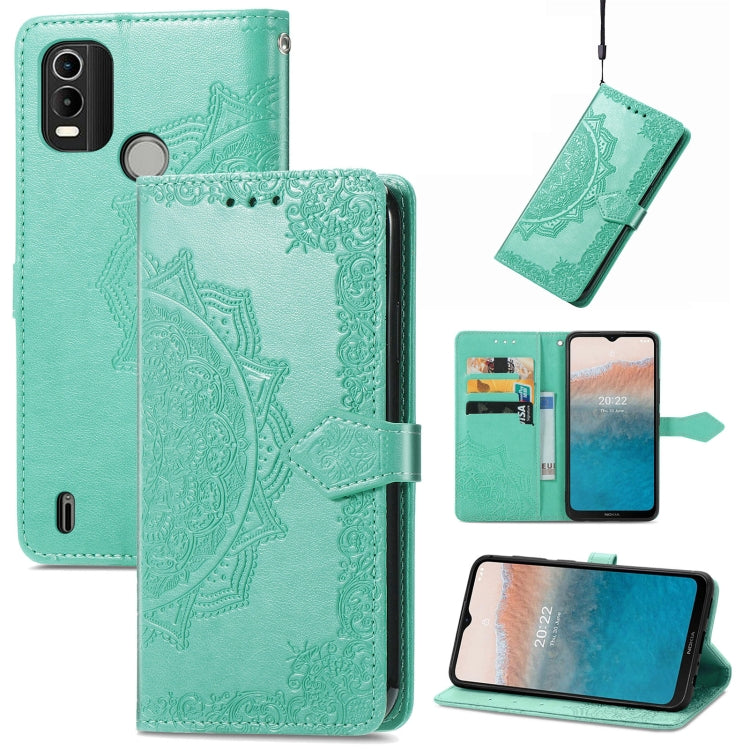 For Nokia C21 Plus Mandala Flower Embossed Leather Phone Case