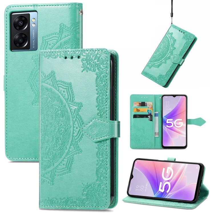 For OPPO A57 5G Mandala Flower Embossed Leather Phone Case