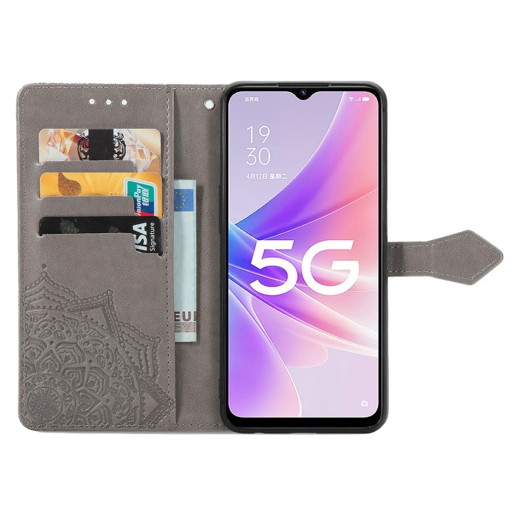 For OPPO A57 5G Mandala Flower Embossed Leather Phone Case