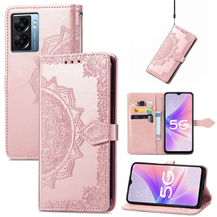 For OPPO A57 5G Mandala Flower Embossed Leather Phone Case