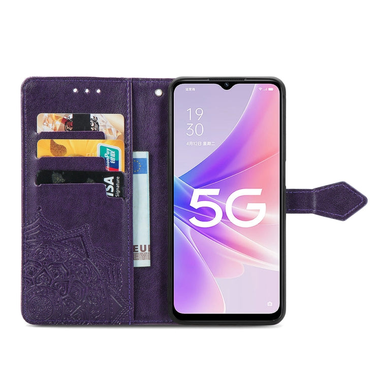 For OPPO A57 5G Mandala Flower Embossed Leather Phone Case