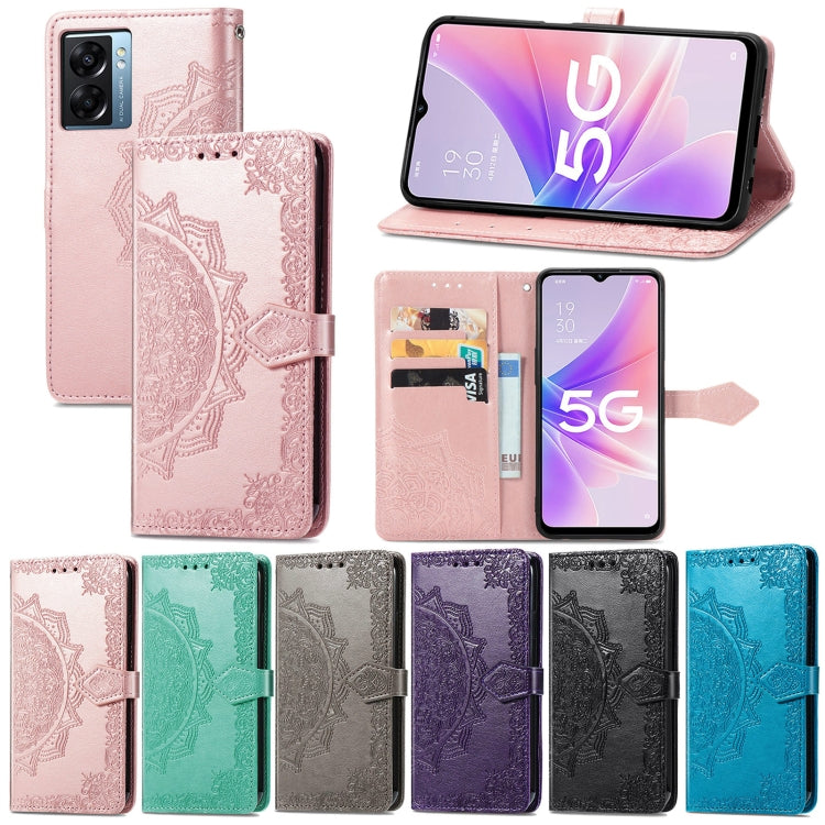 For OPPO A57 5G Mandala Flower Embossed Leather Phone Case