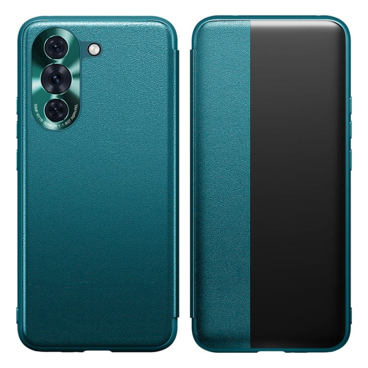 For Huawei Nova 10 Side Display Plain Leather Phone Case