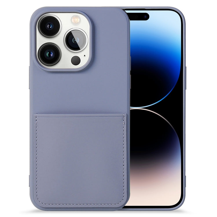 For iPhone 14 Pro Max Liquid Silicone Skin Feel Phone Case with Card Slot