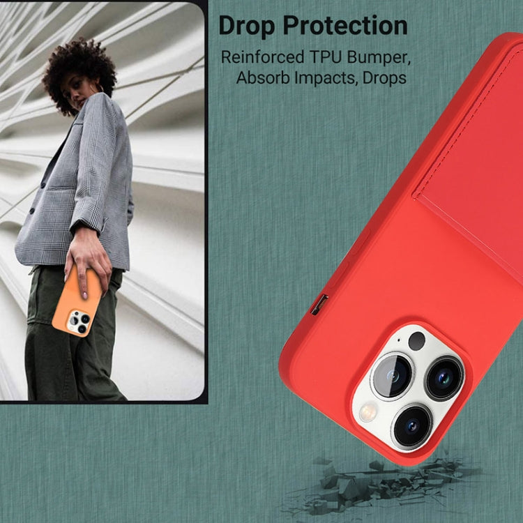 For iPhone 14 Pro Max Liquid Silicone Skin Feel Phone Case with Card Slot