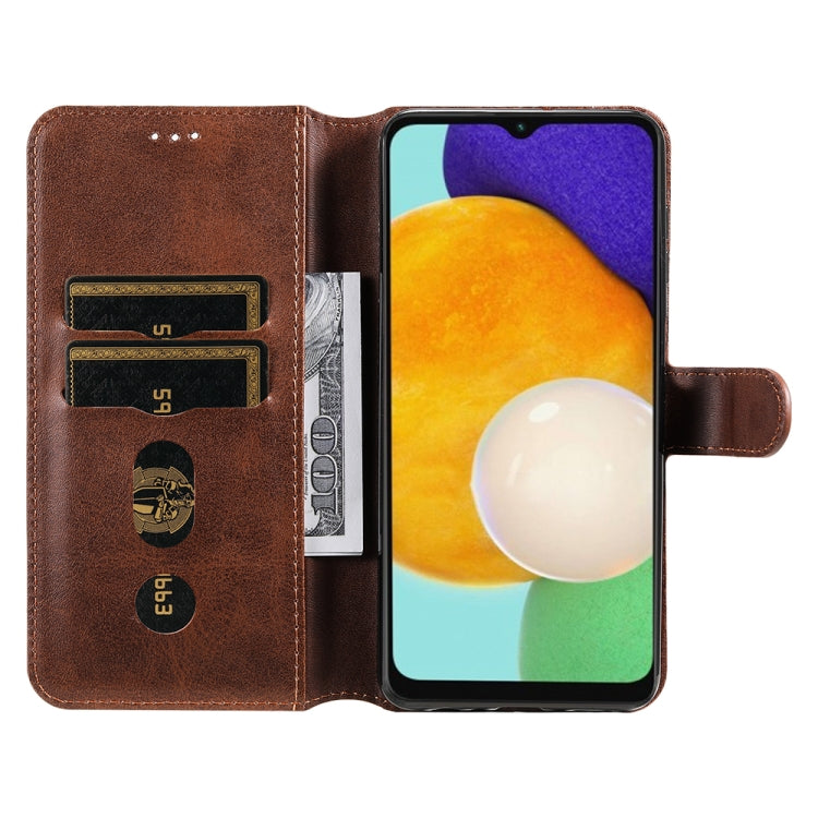 For Samsung Galaxy A13 5G JUNSUNMAY Calf Texture Leather Phone Case