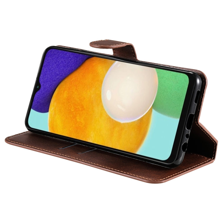 For Samsung Galaxy A13 5G JUNSUNMAY Calf Texture Leather Phone Case