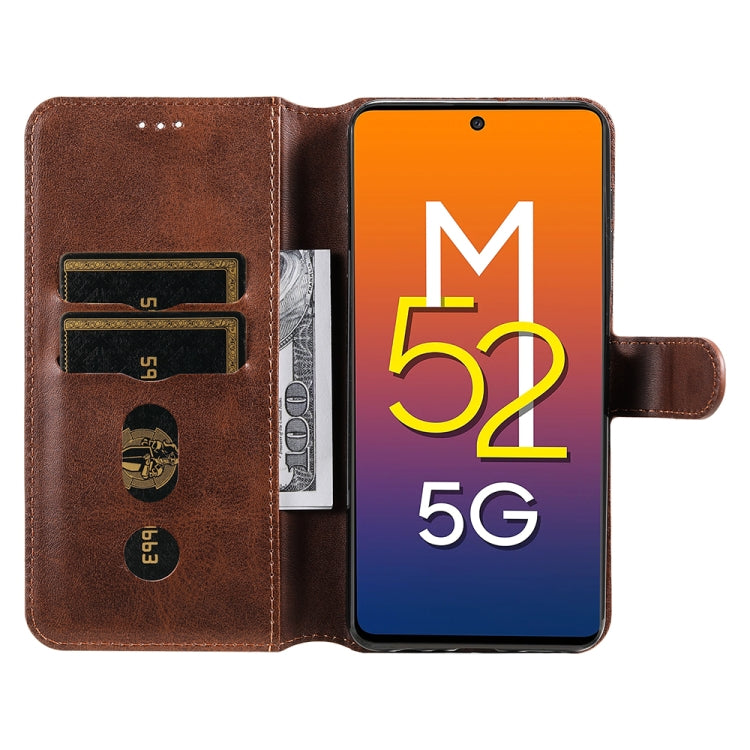 For Samsung Galaxy M52 5G JUNSUNMAY Calf Texture Leather Phone Case