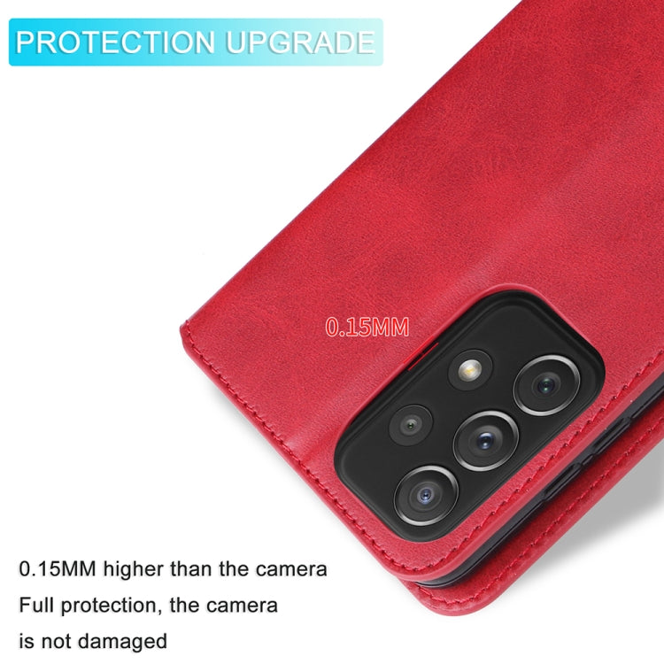 For Samsung Galaxy A73 5G JUNSUNMAY Calf Texture Leather Phone Case
