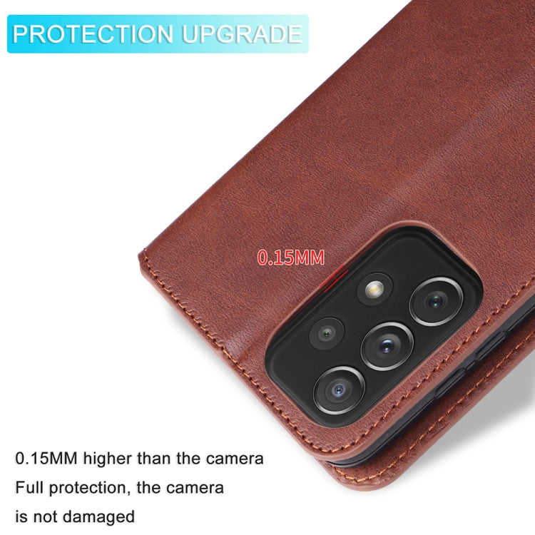 For Samsung Galaxy A73 5G JUNSUNMAY Calf Texture Leather Phone Case