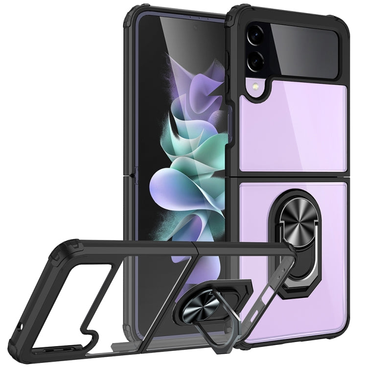 For Samsung Galaxy Z Flip4 JUNSUNMAY TPU Frame PC Ring Phone Case