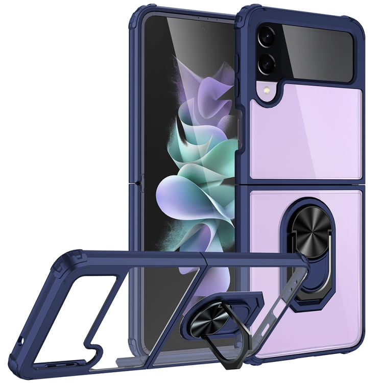 For Samsung Galaxy Z Flip4 JUNSUNMAY TPU Frame PC Ring Phone Case