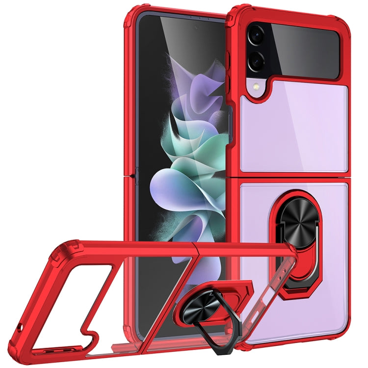 For Samsung Galaxy Z Flip4 JUNSUNMAY TPU Frame PC Ring Phone Case