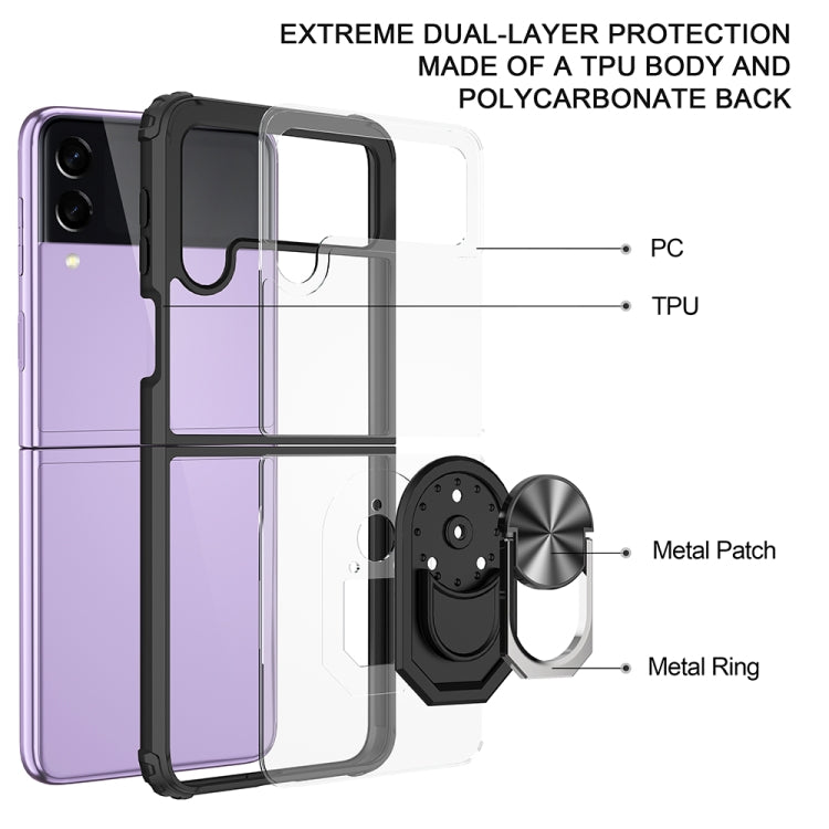 For Samsung Galaxy Z Flip4 JUNSUNMAY TPU Frame PC Ring Phone Case