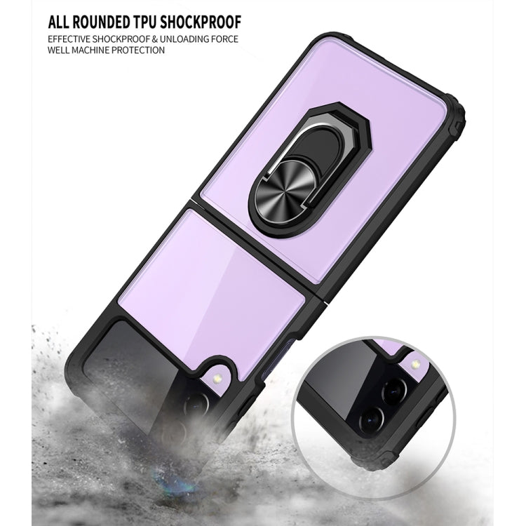 For Samsung Galaxy Z Flip4 JUNSUNMAY TPU Frame PC Ring Phone Case