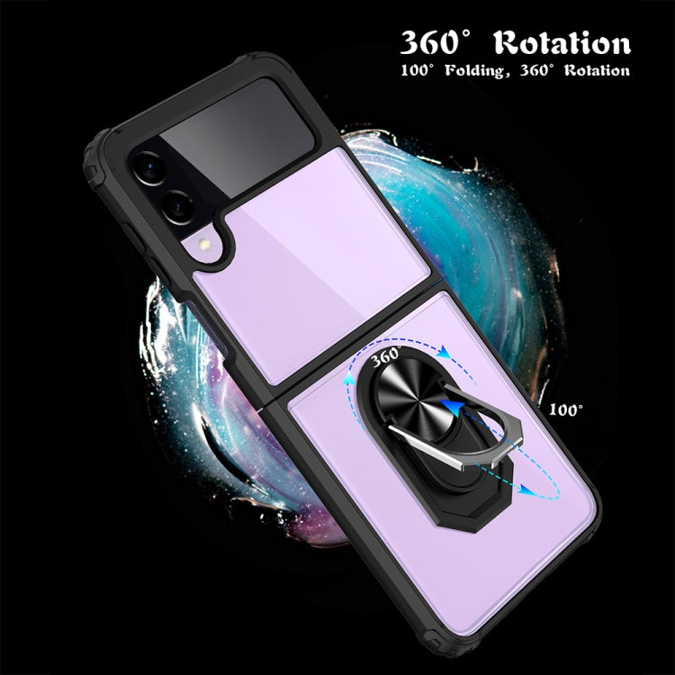 For Samsung Galaxy Z Flip4 JUNSUNMAY TPU Frame PC Ring Phone Case