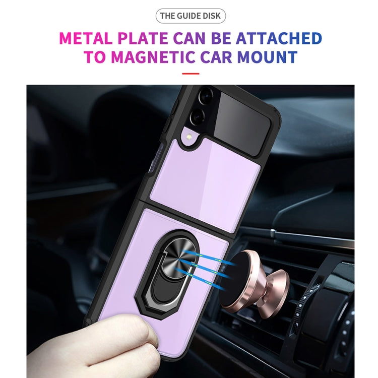 For Samsung Galaxy Z Flip4 JUNSUNMAY TPU Frame PC Ring Phone Case