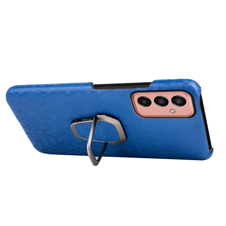 For Samsung Galaxy M13 4G Ring Holder Honeycomb PU Phone Case