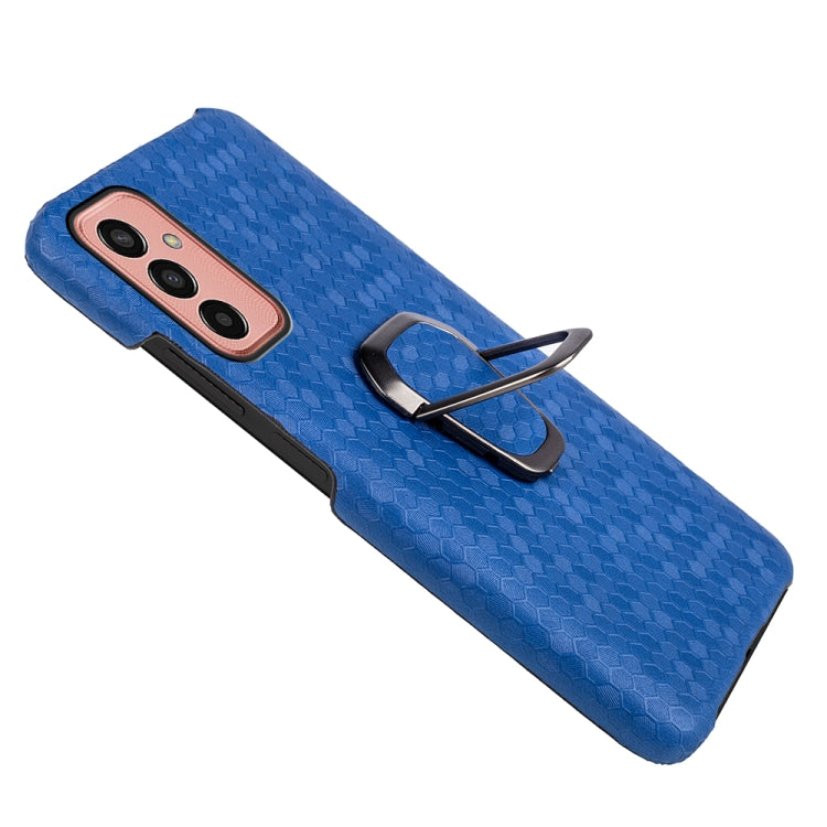 For Samsung Galaxy M13 4G Ring Holder Honeycomb PU Phone Case