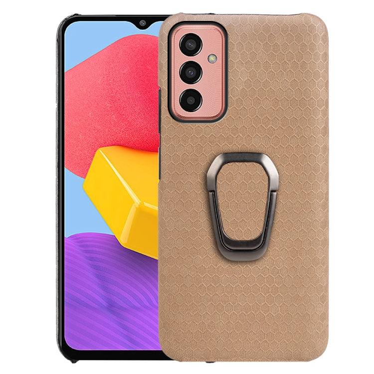 For Samsung Galaxy M13 4G Ring Holder Honeycomb PU Phone Case