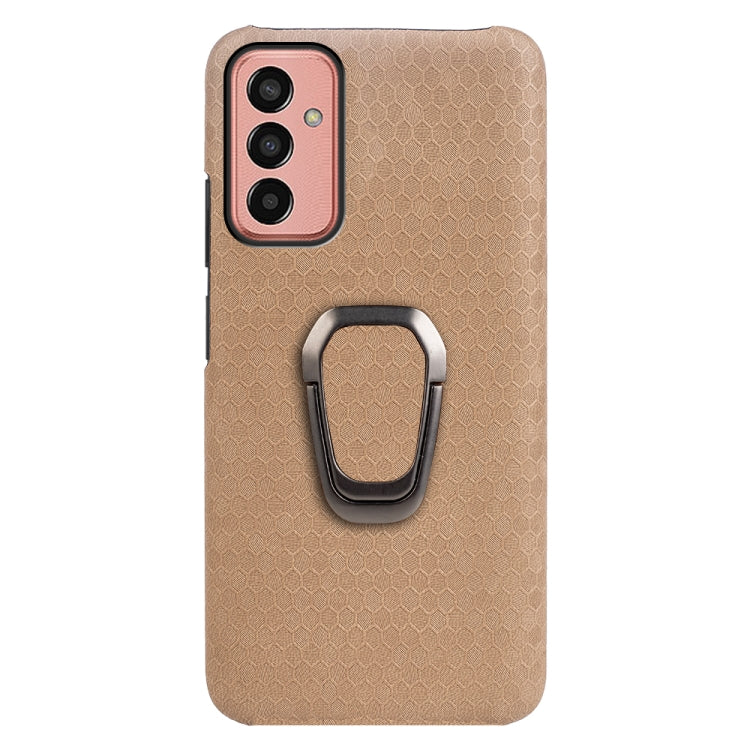 For Samsung Galaxy M13 4G Ring Holder Honeycomb PU Phone Case
