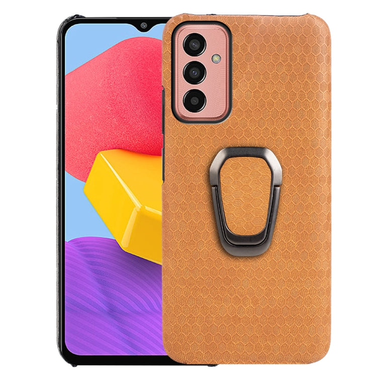 For Samsung Galaxy M13 4G Ring Holder Honeycomb PU Phone Case