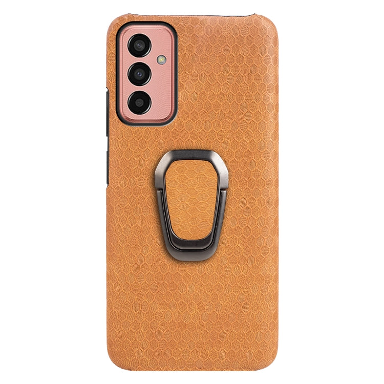 For Samsung Galaxy M13 4G Ring Holder Honeycomb PU Phone Case