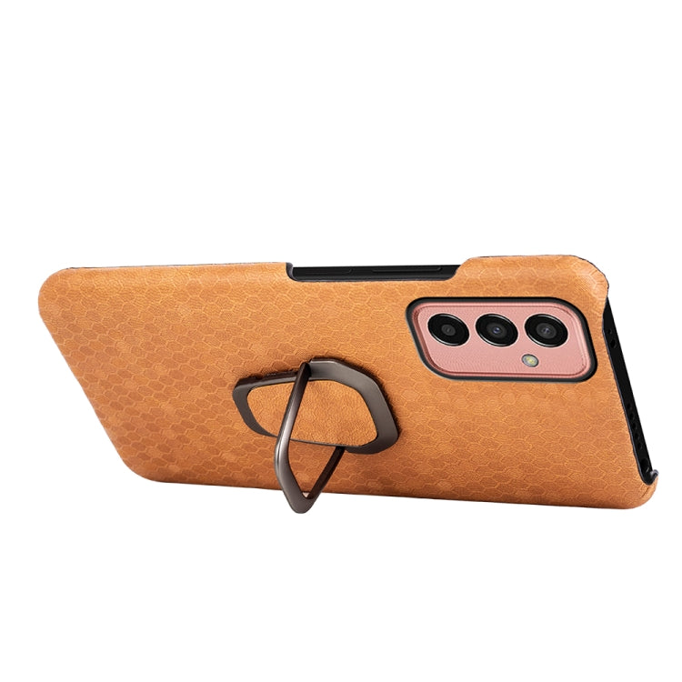 For Samsung Galaxy M13 4G Ring Holder Honeycomb PU Phone Case