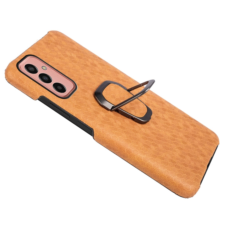 For Samsung Galaxy M13 4G Ring Holder Honeycomb PU Phone Case