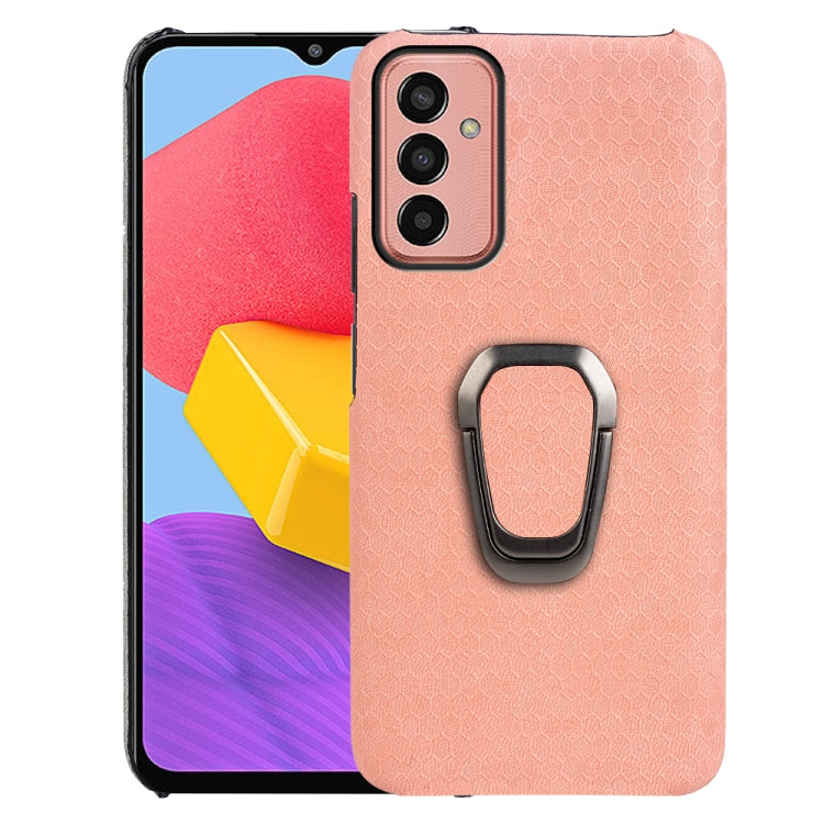 For Samsung Galaxy M13 4G Ring Holder Honeycomb PU Phone Case