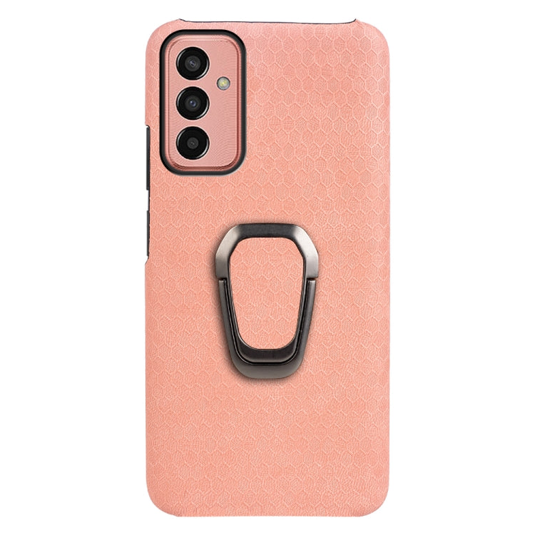 For Samsung Galaxy M13 4G Ring Holder Honeycomb PU Phone Case