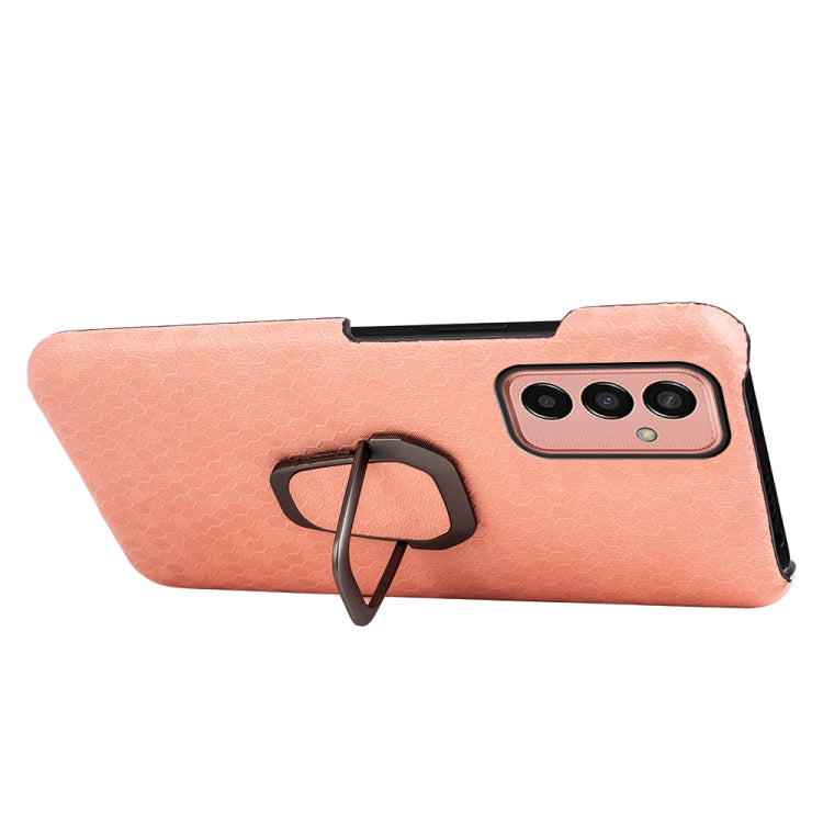 For Samsung Galaxy M13 4G Ring Holder Honeycomb PU Phone Case
