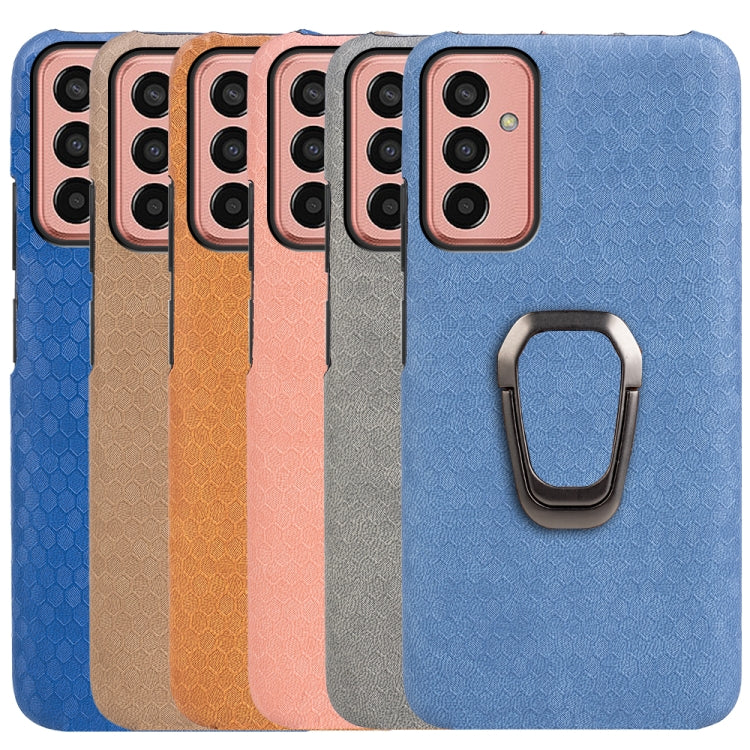 For Samsung Galaxy M13 4G Ring Holder Honeycomb PU Phone Case