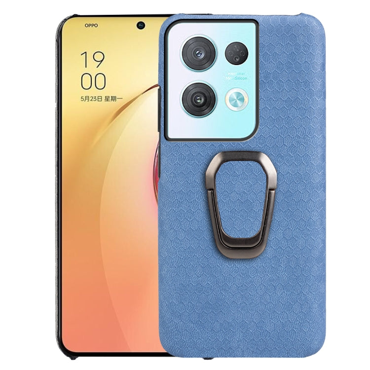 For OPPO Reno8 Pro Plus 5G Ring Holder Honeycomb PU Phone Case