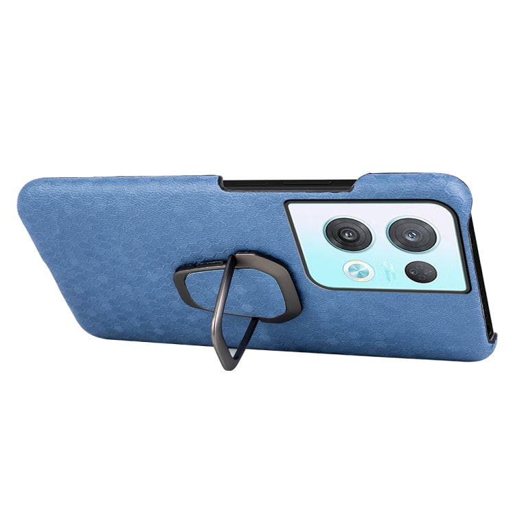 For OPPO Reno8 Pro Plus 5G Ring Holder Honeycomb PU Phone Case