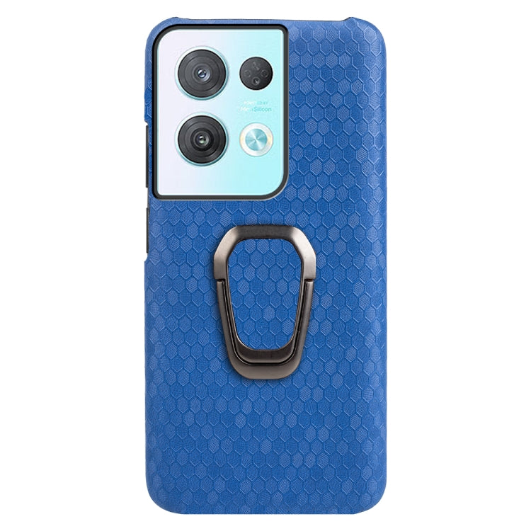 For OPPO Reno8 Pro Plus 5G Ring Holder Honeycomb PU Phone Case