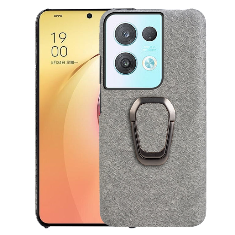 For OPPO Reno8 Pro Plus 5G Ring Holder Honeycomb PU Phone Case